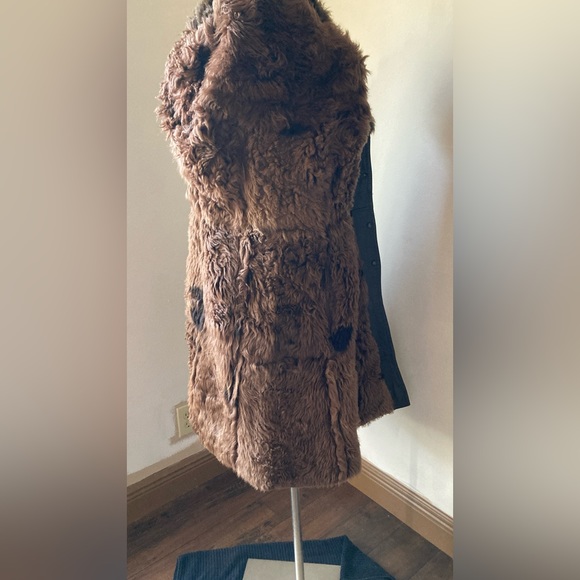 REAL vintage Leather Suede Shearling coat Soviet Chic small FUR CL3 - Picture 9 of 11